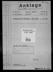 Erschießungen von jüdischen Männern und Frauen am 12.9.1941 in Zwiahel, am 12.10.1941 und 12.11.1941 in Alexandrija und im Oktober 1941 bei Scholochowo (Ukraine) Anklage StA Stuttgart 19 Js 18/80 gg. H. A. Hesse, J. Hermann (SA 588)