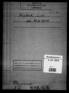 Ermittlungen gg. Lina Heydrich, Witwe von Reinhard Heydrich, nach einer Anzeige des Zentralkommitees des Verbandes der antifaschistischen Widerstandskämpfer in Prag