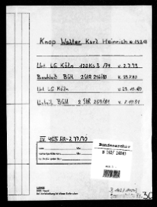 Wyrok Sądu Rejonowego w Kolonii 120 Ks 3/74 przeciw Knop (SA 30).